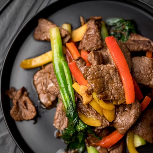 Stir fried venison with kale and XO sauce